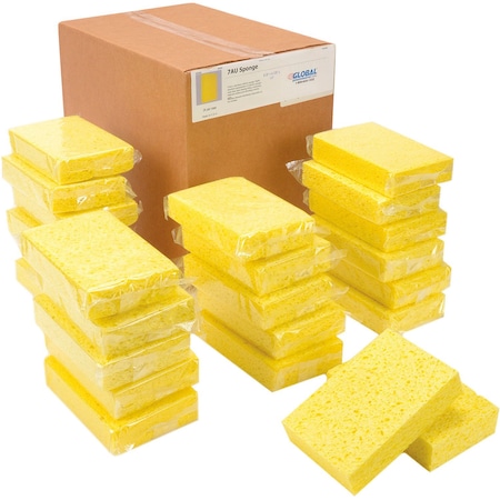 Global Industrial Cellulose Sponge, Yellow, 4.25 x 6.25, 24PK 670332